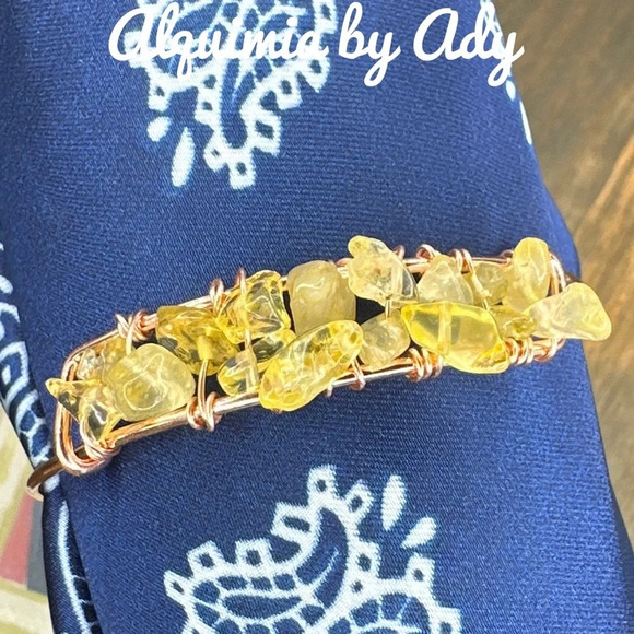 Citrine one of a kind silver rose gold yellow gold bangle handmade bracelet - Picture 4 of 8